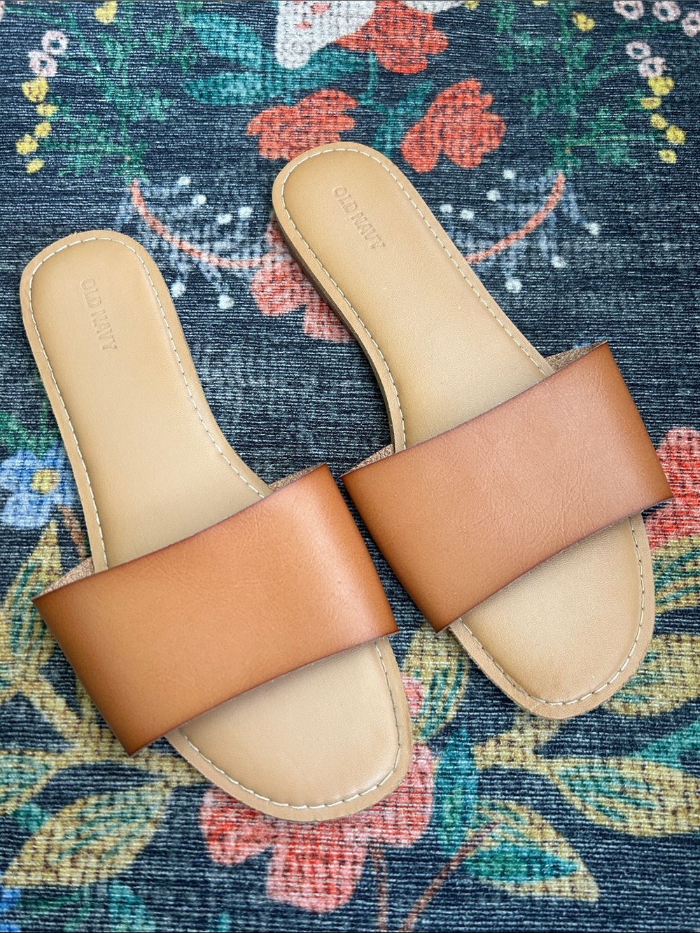 Old Navy Brown Flat Slide Sandals, Size 10